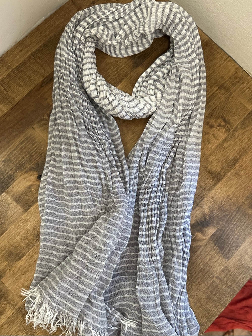 Light Gray ombré Striped Cotton-Blend Scarf